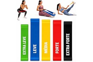 Kit 5 Faixas Elásticas Elásticos Alongamento Pilates Yoga Exercícios Condicionamento Físico Yoga Fisioterapia Saúde Relaxamento Academia Músculos Personal Trainer Thera Band Fitness Mini Bands
