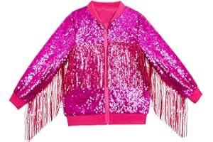 CHENBAO Tessel Girls Sequin Jackets Kids Boys Bomber Hoodie Jacket Zip Up Coat Sparkle Outwear Birthday Clothes
