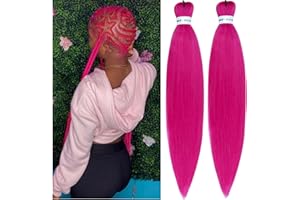 Leticia Magenta Pink Pre streched Braiding Hair Easy to Use Pre feathered Braiding Hair