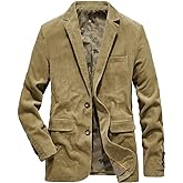 chouyatou Men's Vintage Casual Work Wear Corduroy Suit Blazer Jacket Sport Coat