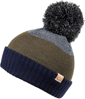 mens khaki bobble hat