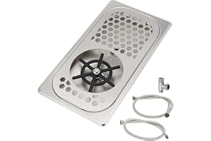 DIBTSA Pitcher Rinser, Espresso Rinser with Spray, Drain and Drip Tray, Stainless Steel Bar Glass Rinser for Sink, Cup Washer for Home Kitchen Hotel Cafe Restaurant (12.8x6.9x1.06 Inch)