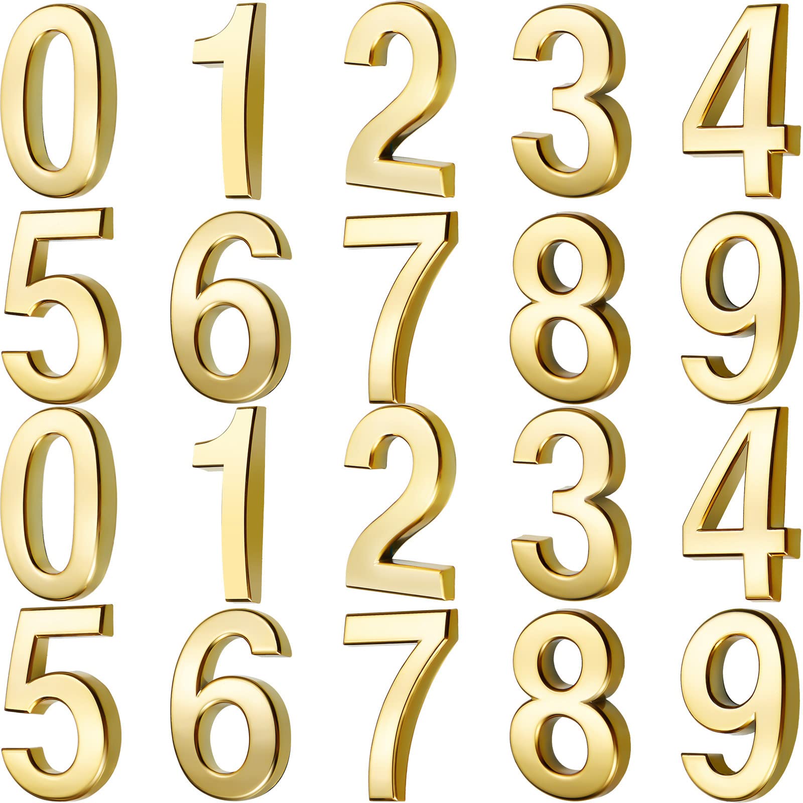 Photo 1 of 20 Pieces Mailbox Numbers for House Outside 0-9 Door Room Signs Self Adhesive Address Number Sticker for Office Wall Apartment Decorative(3 Inch,Gold)