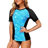 AOBUTE Women Short Sleeve Rash Guard UPF 50+ Tropical Sun Protection Floral Swim Shirts
