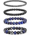 Vinswet 4pcs Beaded Bracelets for Women,Natural Healing Crystal Gemstones Bracelet,Anxiety Stress Relief Bracelet Handmade purple Jewelry Gifts for Women