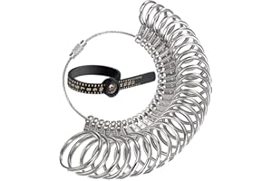 Meowoo Metal Ring Sizer Measuring Tool with Magnifier, Metal Ring Guage for Ring Measurer and Ring Sizer Clear and Intuitive Reading. Plastic Ring Sizer with Lens, 1-17