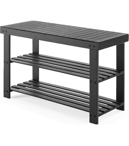 Amazon.com: Sweetcrispy Shoe Rack Bench, 3-Tier Bamboo Entryway