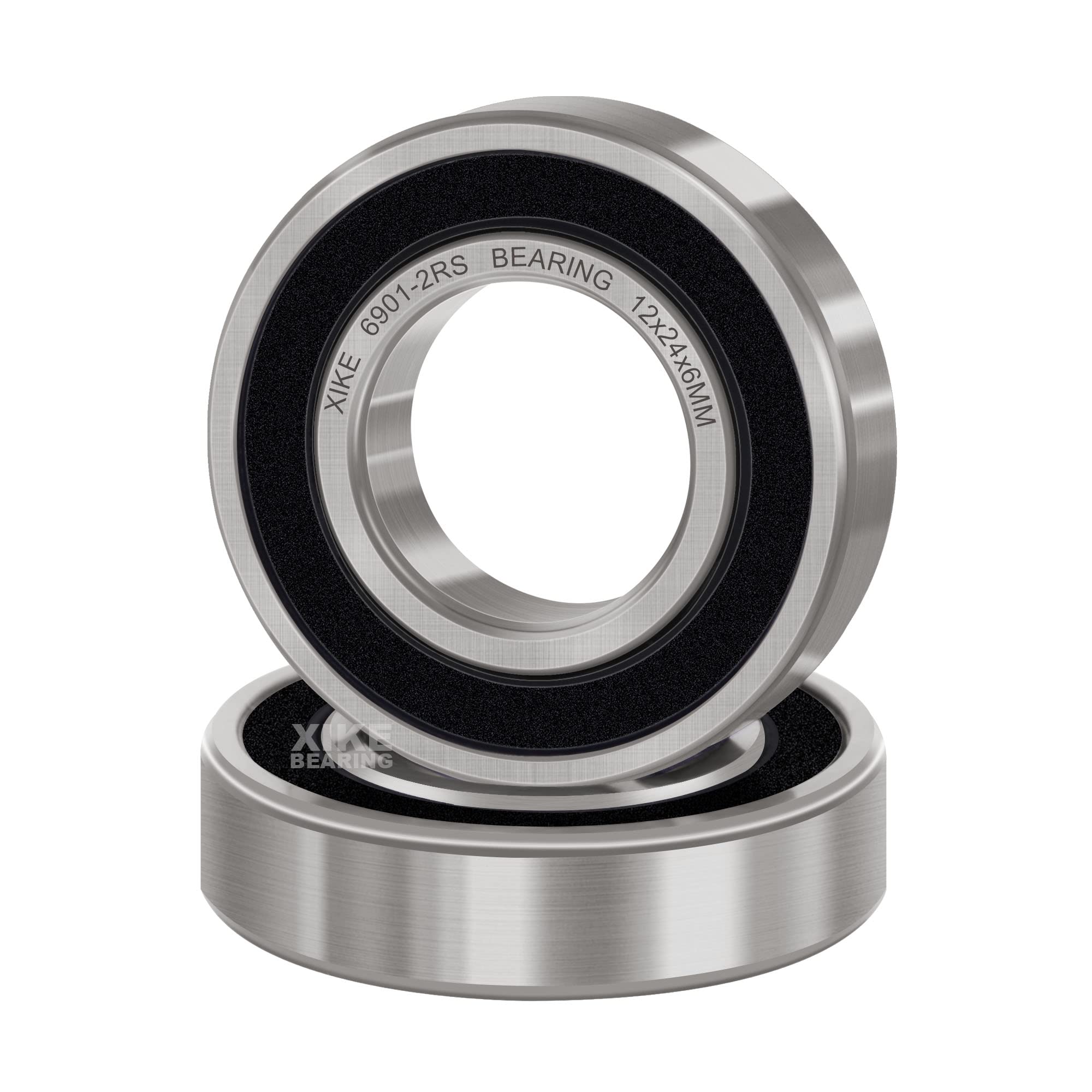 XIKE 2 pcs 6901-2RS Ball bearings 12x24x6mm Chrome Steel and Pre-Lubricated 6901RS Deep groove ball bearings with Double Rubber Seal.