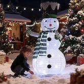 42-inch Green Snowman 3D Christmas Collapsible Decorations,Lighted Outdoor Xmas Snowman Garden Décor,Pre-Lit for Indoor/Outside Yard Holiday Decoration 3.5FT(Green)