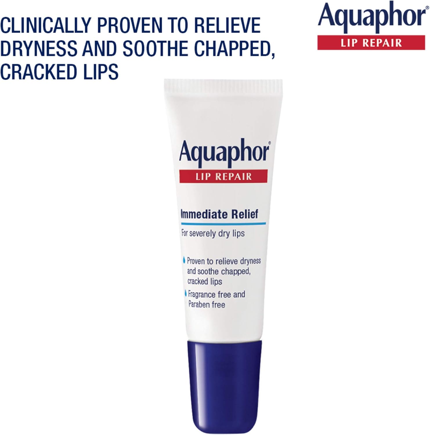 Aquaphor Lip Repair Ointment - Long-lasting Moisture to Soothe Dry Chapped Lips Tube, 0.35 Fl Oz (Pack of 1) : Beauty