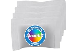 iTouchless Official AbsorbX Trash Can Odor Filters 4-Pack, Stops Garbage Smells, All Natural Activated Charcoal Deodorizer Air Freshener Absorber for 8 Gallon & Larger Garbage Bins with Compartment