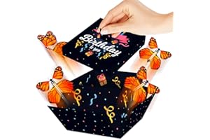 FETTIPOP DIY Butterfly Explosion Gift Box (Happy Birthday) DIY 7.1x5.5x4.3 inches, Surprise Flying Butterfly Box Prank