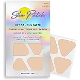 Sun Patch, Reusable Sunblock Patches for Nose, 100% Silicone Sunscreen Nose Patches for UV Protection, Face Stickers with UPF 50, 1 Pack/4 Patches, Sunkiss (Nude) (Golf, Surf, Swim, Ski & Snow)