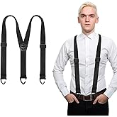 ElevateTech Hidden Suspenders for Men Under Clothes, Y Back Elastic Men's Suspenders with 3 Snap Loop Adjustable Heavy Duty Work Suspender for Men Women Suits Jeans (1.53 Inch Wide)