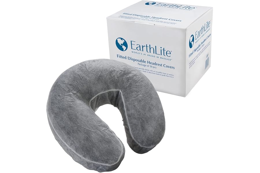 EarthLite Fitted Disposable Face Cradle Covers – Medical-Grade, Soft, Non-Sticking Massage Headrest Covers for Massage Tables & Massage Chairs (50 Count)