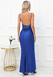 Capuffy Women Drape Neck Formal Maxi Dresses Lace
