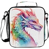 BOENLE Colorful Dragon Kids Lunch Box Boys Girls Insulated Lunch Bag Reusable Thermal Cooler Tote Portable Shoulder Strap School Picnic