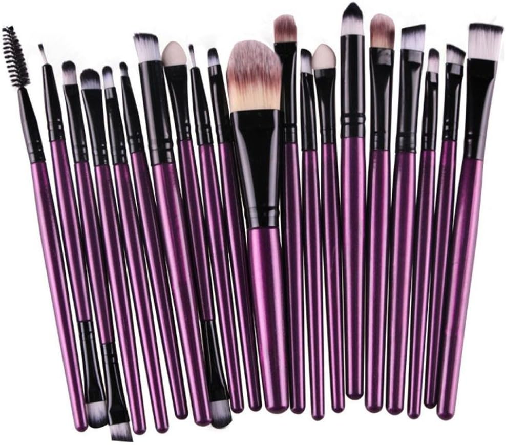 Mandy 20pcs/set Makeup Brush Set Tools Make-up Toiletry Kit Wool Brush Set (Purple)