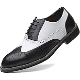 Santimon Mens Lace Up Dress Shoes Modern Formal Business Wingtip Oxfords Spectator Derby Shoe
