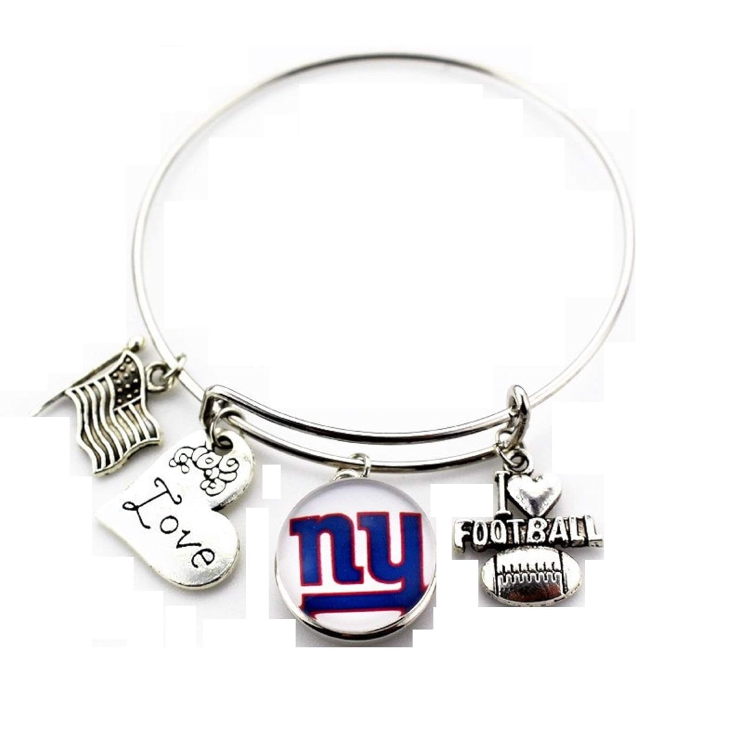 BAS New York Giants Metal Charm Bracelet 7 to 9 Adjustable