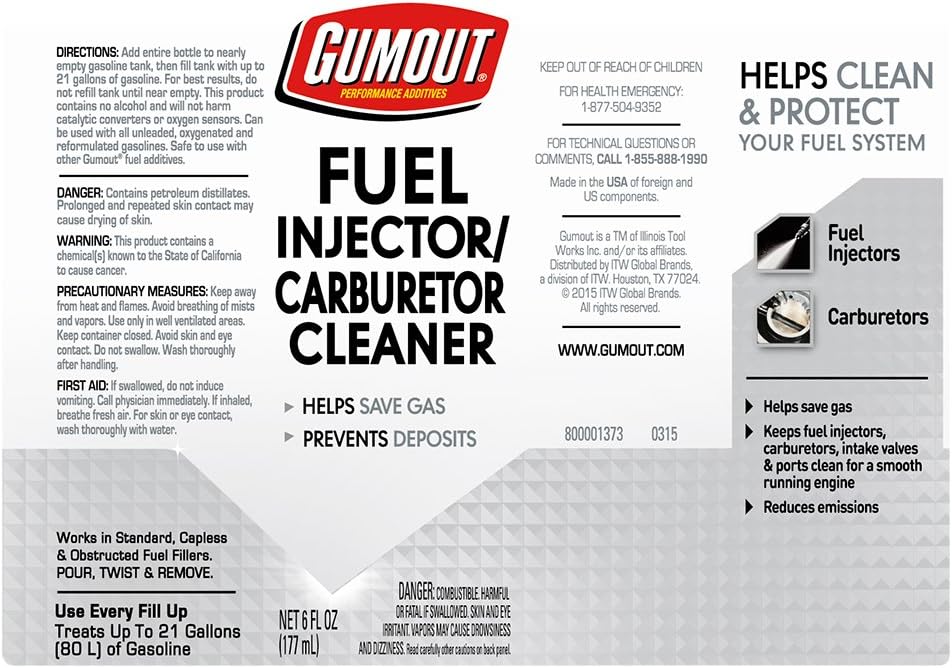 Gumout 510021 Fuel Injector & Carburetor Cleaner: Automotive