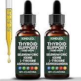 Kindled Thyroid Support Drops, Selenium Thyroid Support, Selenium Zinc Iodine L-Tyrosine Ashwagandha Liquid, Thyroid Bloom Drops | Body Balance &amp; Support - 4 FL.OZ (2)