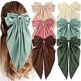 6 PCS Hair Bows for Women, Big Bow Hair Clips for Girls, Silky Satin Hair Bow Clips Oversized, Large Cute Aesthetic Hair Accessories Gifts Holiday Green Color