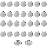 HARFINGTON 30pcs 16L Metal Round Flat Sewing Buttons 10mm Alloy Shank Craft Replacement Button for Men Women Suit Woolen Coat Shirt Trousers Sewing Crafts, Silver Tone