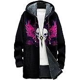 MARSVOVO Mens Cardigan Sweater Cool Graphic Lined Fleece Long Coat Zip With Pockets Fashion Coat Warm Fitted Jacket