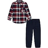 Tommy Hilfiger boys 2-piece Long Sleeve Woven Shirt and Pants Set