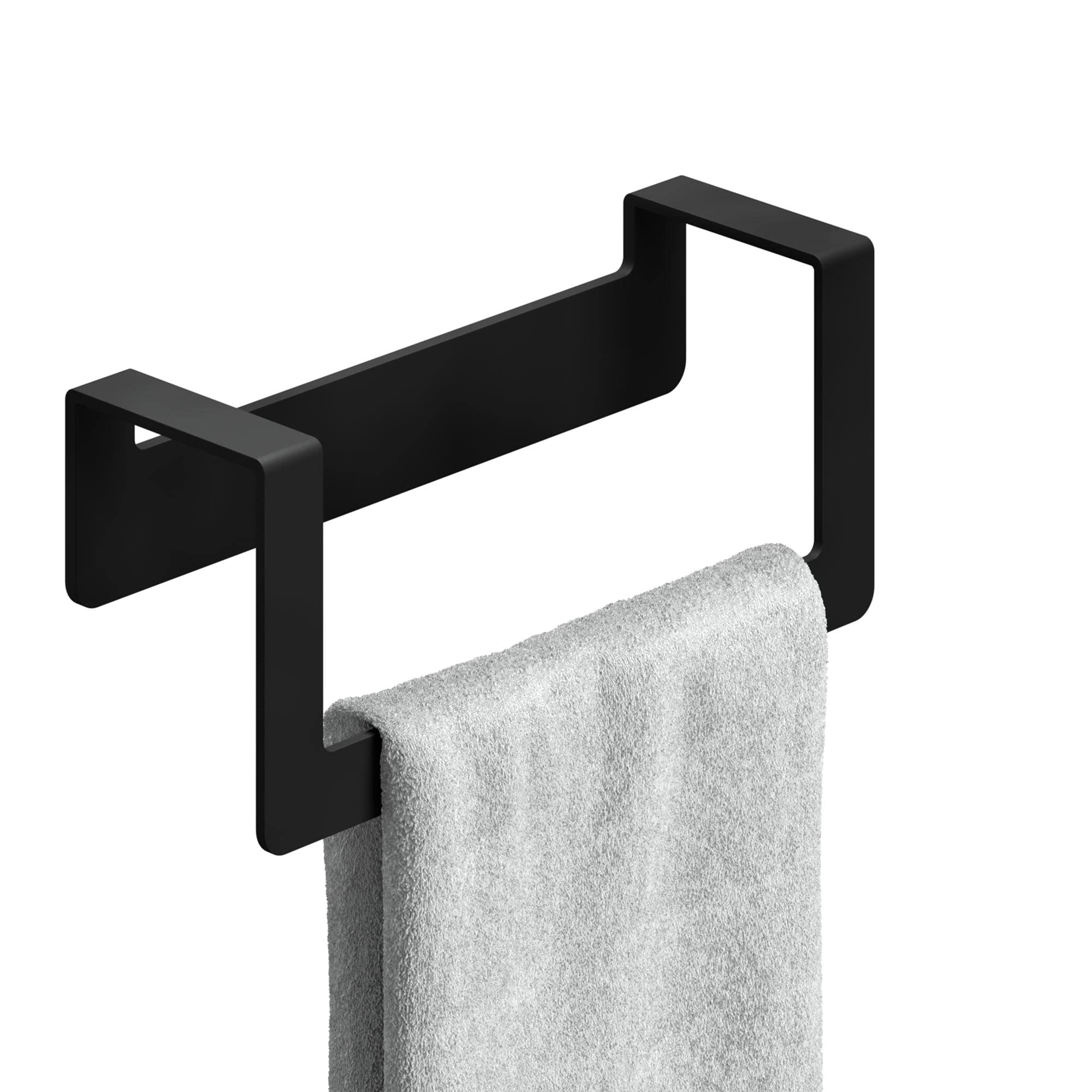 WEISSENSTEIN Self Adhesive Hand Towel Rail – 3M VHB Industrial Strength – 100% Stainless Steel – 22cm - Black