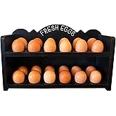 Wild AF Black Premium Pine Wooden Egg Holder 2-Tier Durable 24-Egg Storage Solution Ideal for Modern and Rustic Kitchen Fresh Eggs