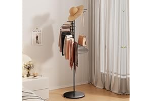 Nisorpa Freestanding Scarf Display Stand, 67 Inches Metal Spiral Scarves Holder with 30 Rods Scarf Rack Hijab Organizer Belt Pants Hanger for Clothing Store Commercial Home, Space Saving Shelves