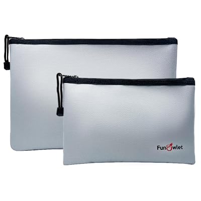 Fireproof Safe Money Document Bags - 2 Pack 13.4" x 9.8" and 10.6" x 6.7" Waterproof Zipper Bag, Fire & Water Resistant Storage Organizer Pouch for A4 A5 Documents Holder,File,Cash,Passport,Tablet