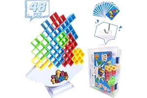 Ography 48 PCS Tetra Tower Stacking Game, Balance Building Blocks Board Game for All Ages 2 Players+, Fun Party Game for Family Game Night, Stack Game for Kids, Teens, Adults (48 PCS)