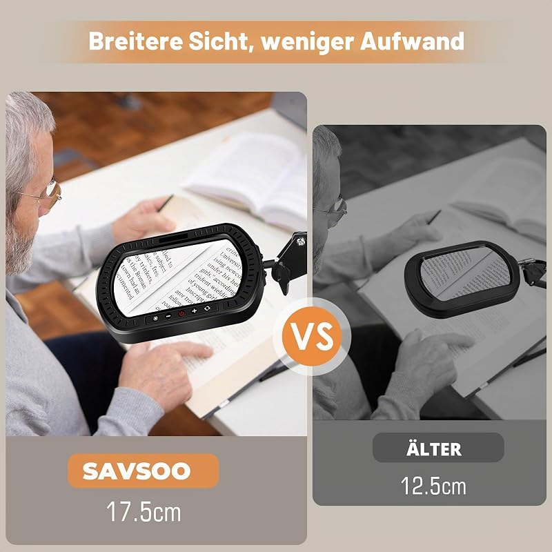 3-Arm Lupenleuchte, Rechteckige Lupe mit Licht