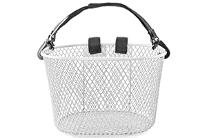 MKUERO Adult Bike Basket Front, Bicycle Basket for Women, Waterproof Metal Wire Bicycle Basket with Carrying Handle, Suitable for Most Adult Bicycles, Practical Bike Accessories