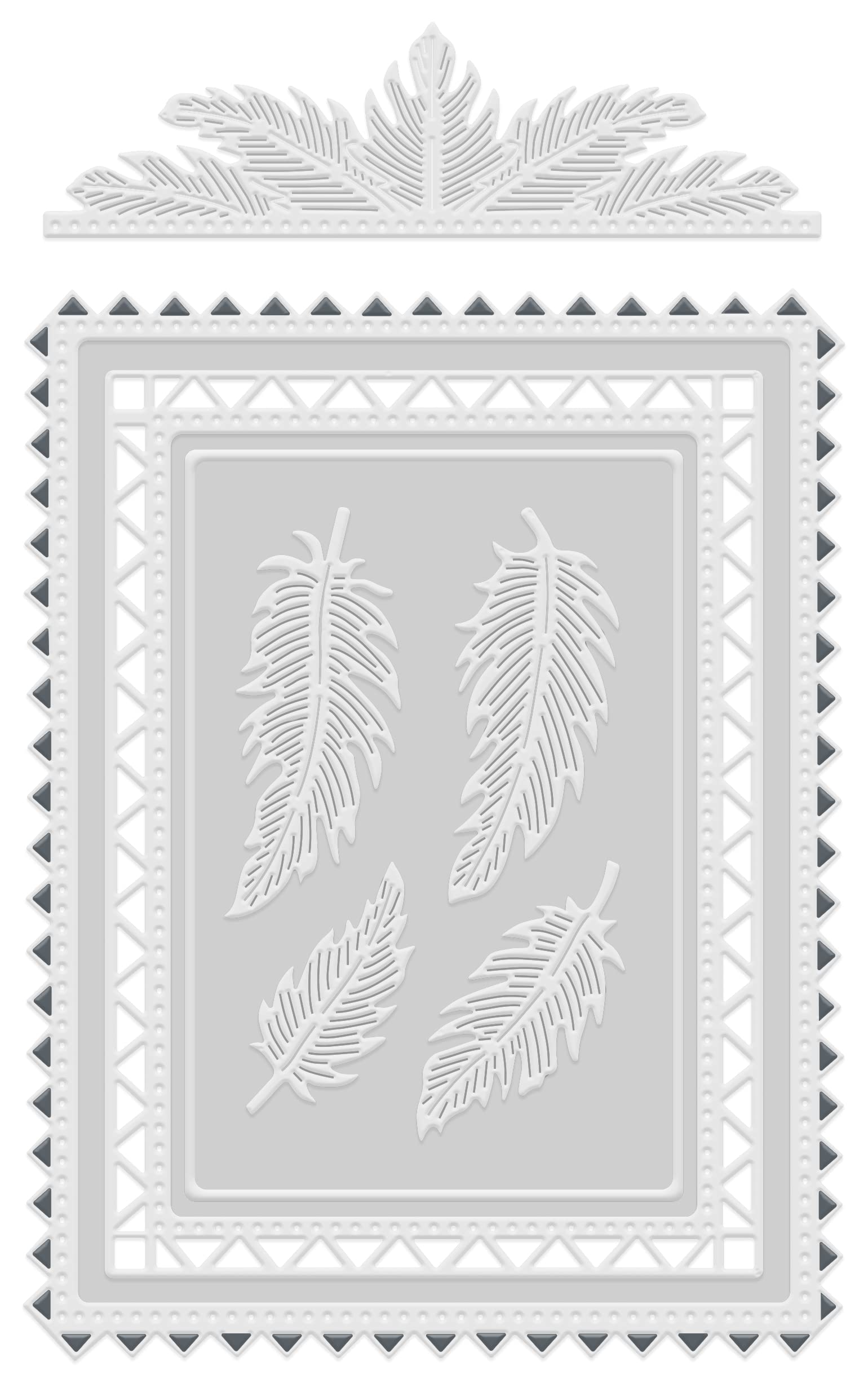 Sweet Dixie Metal Cutting Dies Frame Set Borders and Feathers, Silver, SDD579