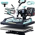 VEVOR 5 in 1 Heat Press Machine Combo with 30 OZ Tumbler Press & Hat Press 12x15 inch Heat Press for T-Shirts, Hats Caps Tumblers Glass Cans Mugs, and Plates (Green & Black)