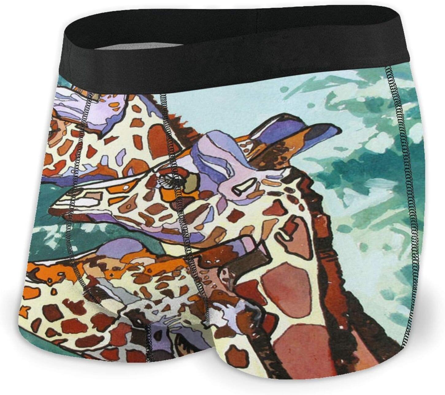 Cyloten Rainbow Giraffes Family Men's Underwear Trunk Breathable Boxer