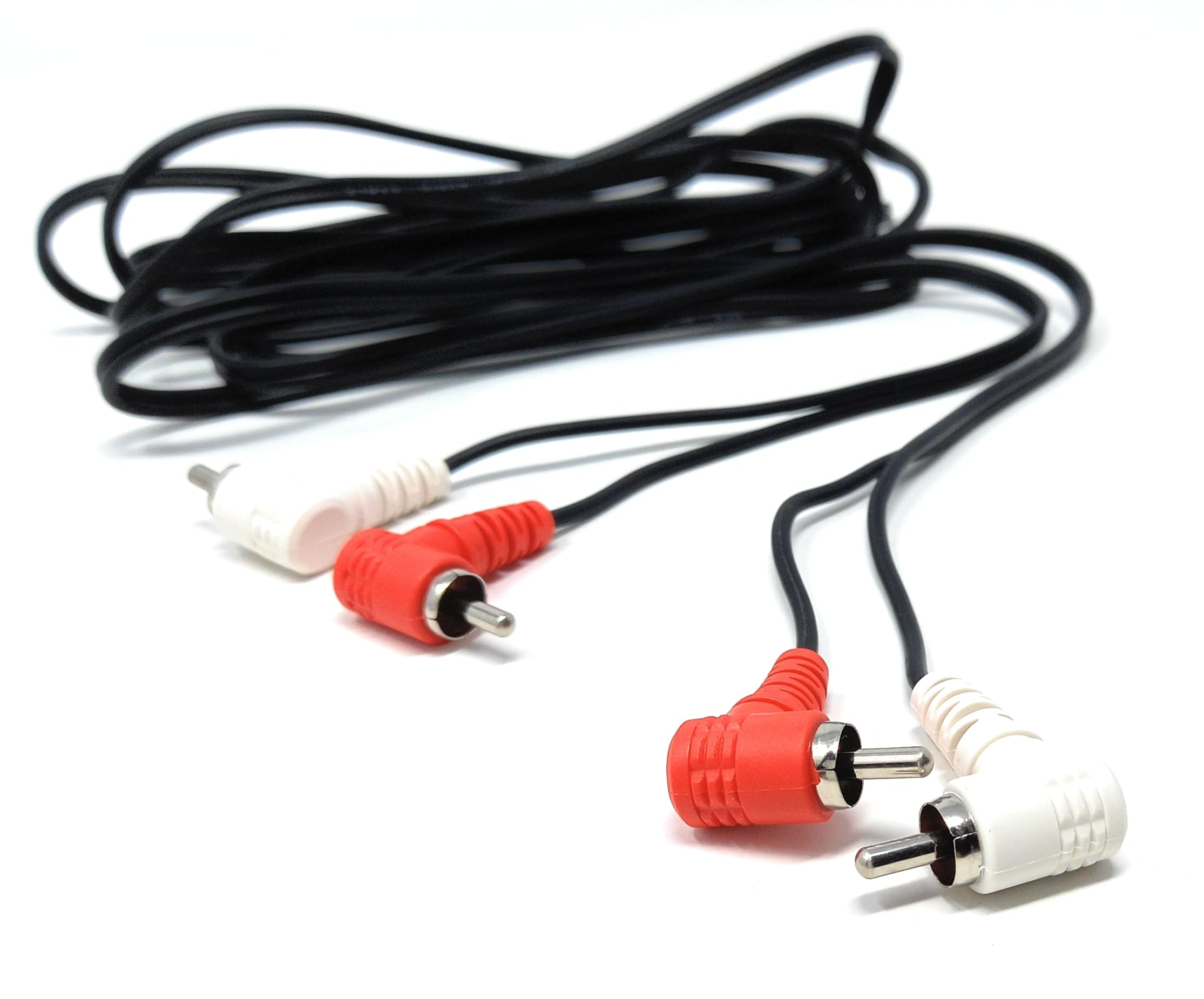 DRUT 3m Twin 2 x RCA to RCA Right Angle Cable, Twin Phono Lead Splitter, for Audio, Speakers, Home Theater, Surround Sound, Turntable, Mixer 10ft