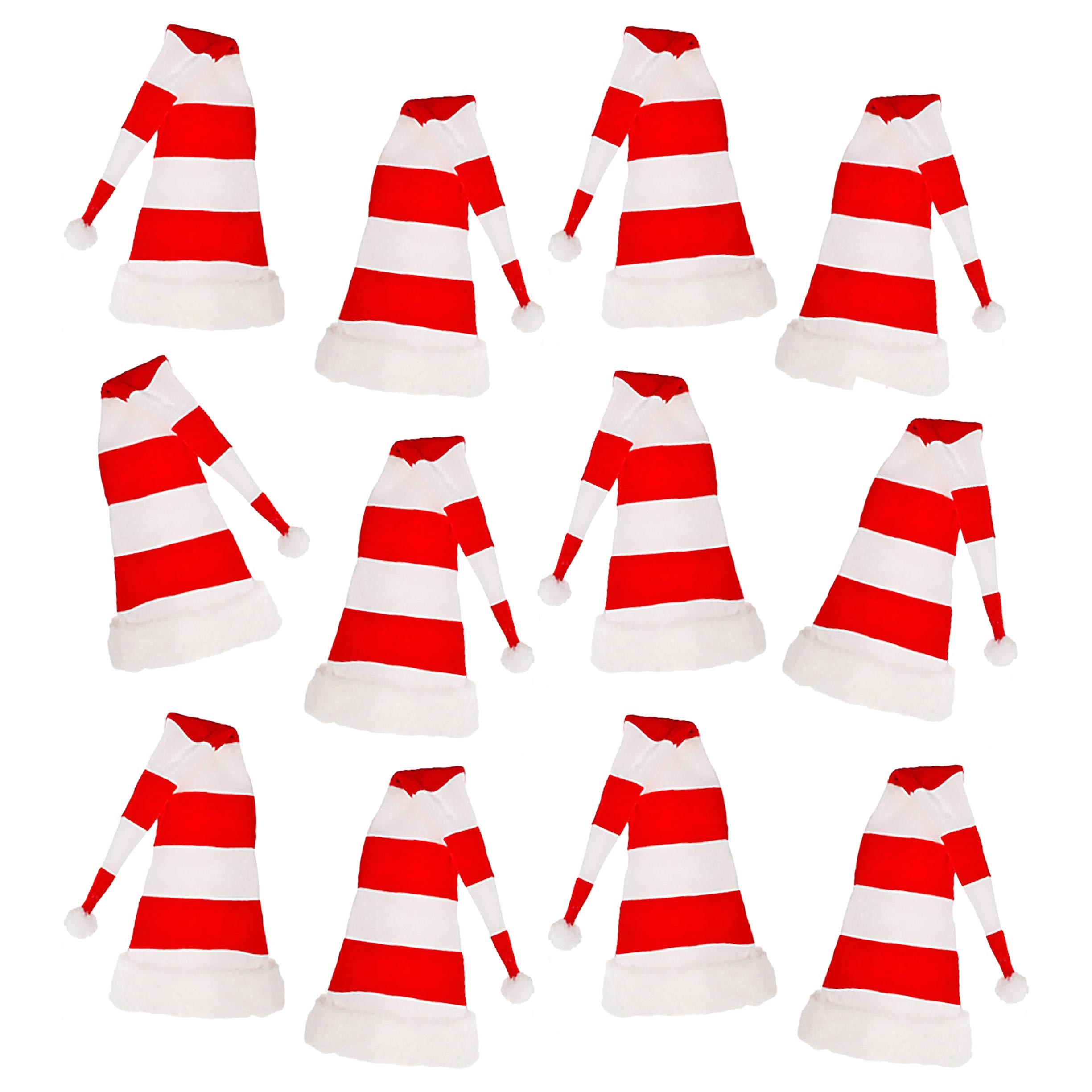 by Robelli Set of 12 Red and White Stripe Extra Long Santa Elf Christmas Hats
