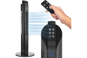 NEXAIR 42” Oscillating Tower Fan, 3 Speed Portable Fan Tower With Remote Control, Quiet Operating Floor Fan for Bedroom with 7.5 Hr Auto Off Timer, Modern Design Room Cooling Fan For Home & Office