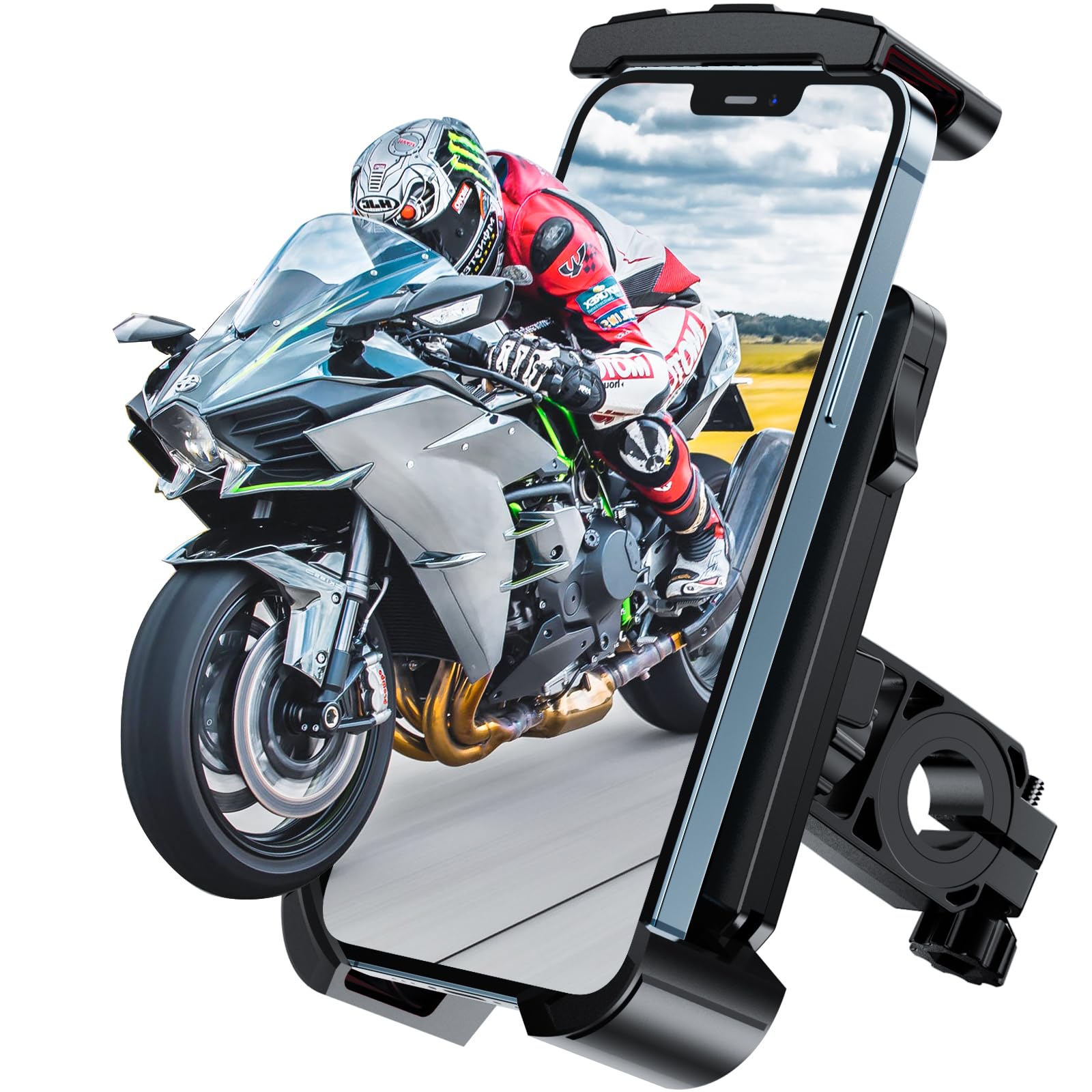JOEAIS Bike Phone Holder, 360° Rotatable Universal Motorbike Phone Holder, Bike Phone Mount for 4.5-7.2 Inch Smartphones, Compatible With iPhone 14/13/12/11 Pro Max/Xs, Galaxy, Huawei, Etc.