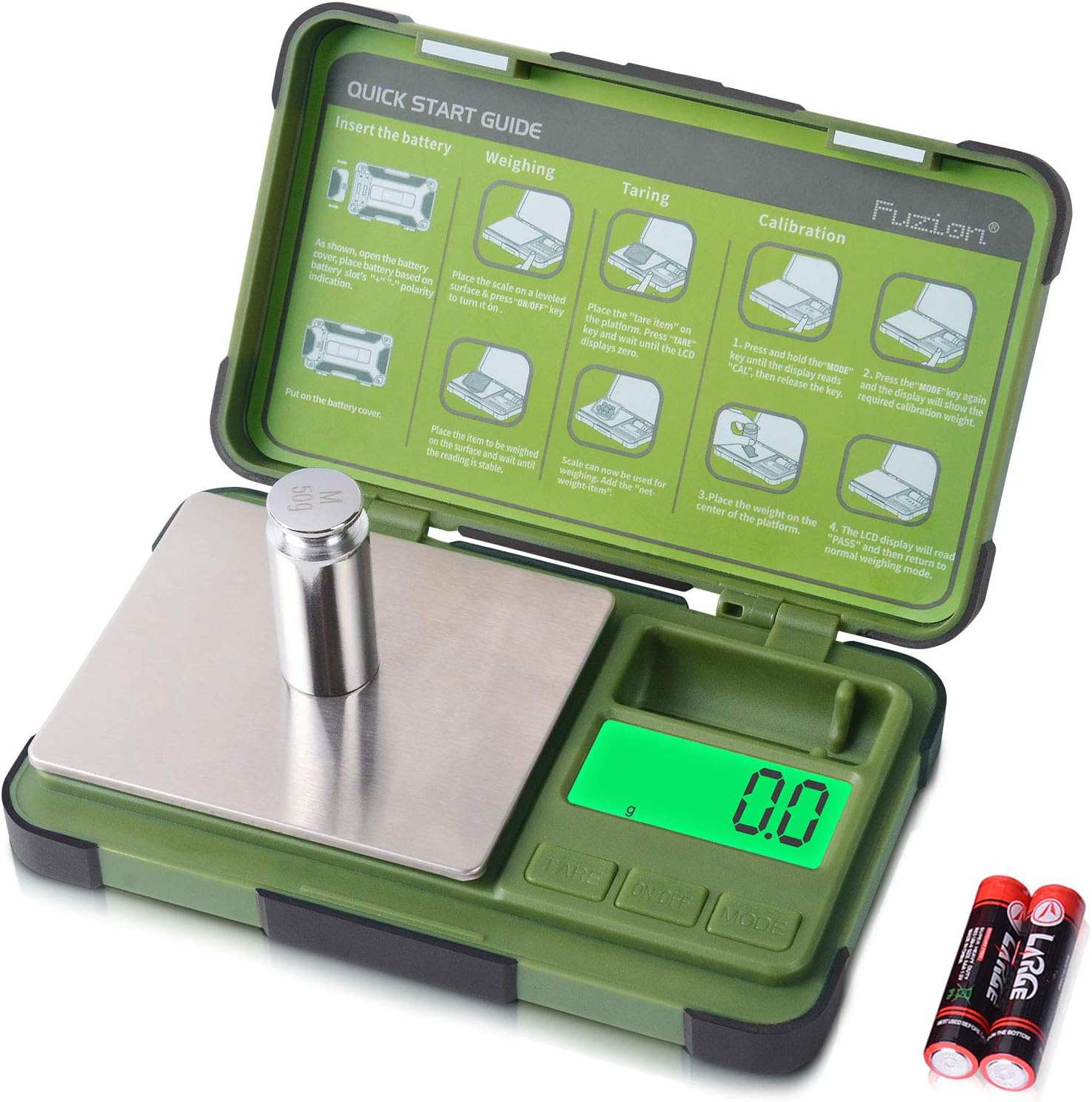 Fuzion Gram Scale 0.1g/1000g, Digital Pocket Scale with 6 Modes Grams and Ounces, Small Herb Scale for Powder, Food, Jewelry