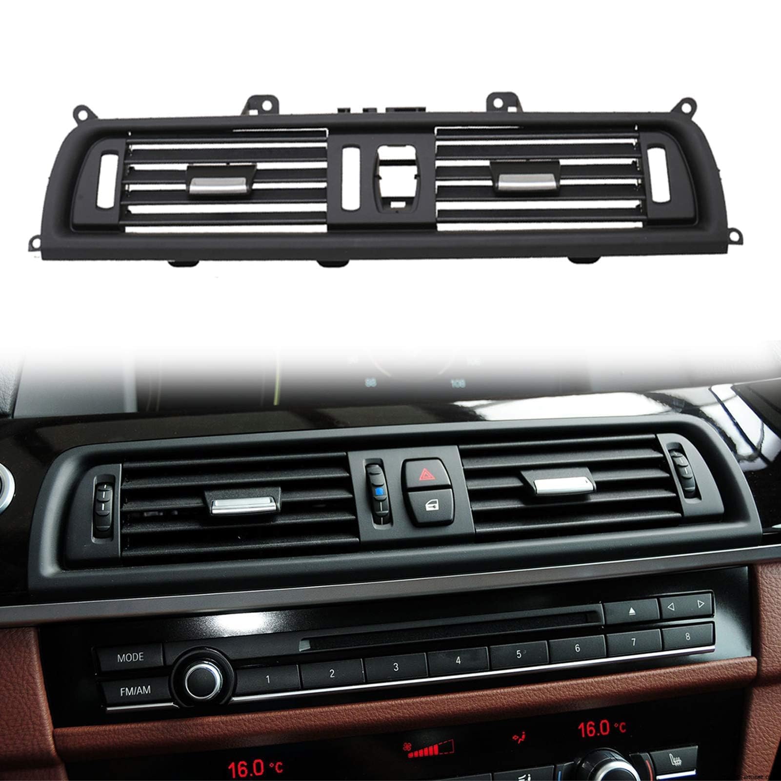 TTCR-II Front Air Grille, AC Vent Replacement Compatible with 5 series F10/F11, Middle Center Console Air Vent(Fit: 5 series 520 523 525 528 530 535 550 2010-2016)