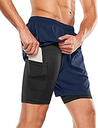TSLA Men's 2 in 1 Active Running Shorts, Quick Dry