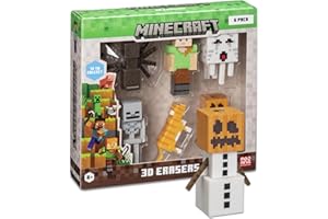 P.M.I. Mine Craft 3D Erasers, 6-Pack Deluxe Collector Set, 12 Iconic Characters to Collect, Own The Entire Series