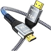 Anehmeta 16K 10K 8K HDMI 2.2 Cable 6.6FT, 96Gbps Ultra High Speed 16@60Hz 8K@240Hz 4K@480Hz Braided HDMI Cord, HDCP 2.2 & 2.3, Dynamic HDR, eARC, Compatible with P5S HDTV PC Monitor Xbox Series