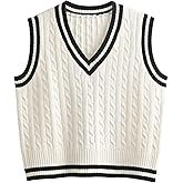Hyipels Women's Sweater Vest,Y2K Sleeveless Pattern Preppy Style Knitted Crop Tank Top for Girl